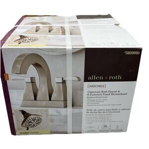 Allen + Roth Marchele Brushed Nickel Bathroom Faucet Drain, Shower Head Included